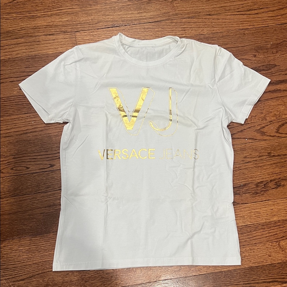 Versace White T-Shirt with Gold Logo